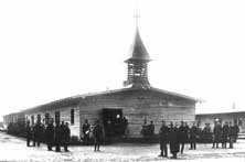 Ansicht der Barackenkirche um 1917